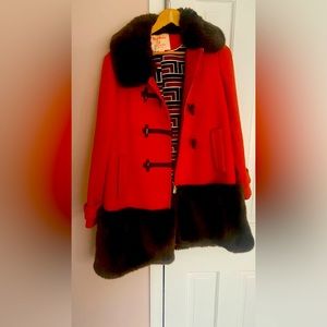KATE SPADE orange coat- with faux fur and real wool. Beautiful , worn only once!